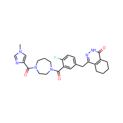 Cn1cnc(C(=O)N2CCCN(C(=O)c3cc(Cc4n[nH]c(=O)c5c4CCCC5)ccc3F)CC2)c1 ZINC000149173643