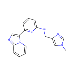Cn1cnc(CNc2cccc(-c3cnc4ccccn34)n2)c1 ZINC000029044443