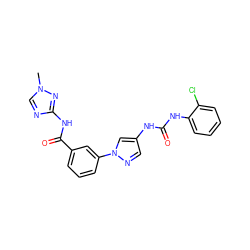 Cn1cnc(NC(=O)c2cccc(-n3cc(NC(=O)Nc4ccccc4Cl)cn3)c2)n1 ZINC000299840933