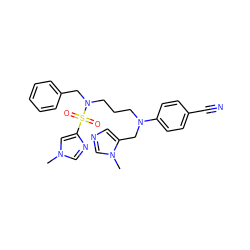 Cn1cnc(S(=O)(=O)N(CCCN(Cc2cncn2C)c2ccc(C#N)cc2)Cc2ccccc2)c1 ZINC000040845333