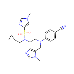 Cn1cnc(S(=O)(=O)N(CCN(Cc2cncn2C)c2ccc(C#N)cc2)CC2CC2)c1 ZINC000064539795