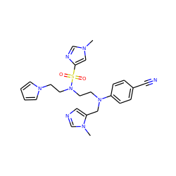 Cn1cnc(S(=O)(=O)N(CCN(Cc2cncn2C)c2ccc(C#N)cc2)CCn2cccc2)c1 ZINC000035049850