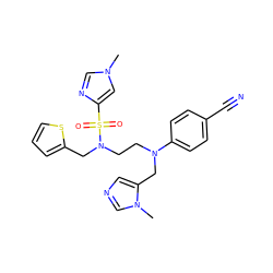 Cn1cnc(S(=O)(=O)N(CCN(Cc2cncn2C)c2ccc(C#N)cc2)Cc2cccs2)c1 ZINC000064540504