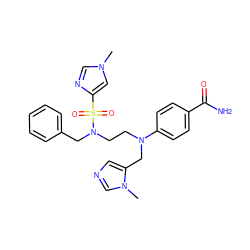 Cn1cnc(S(=O)(=O)N(CCN(Cc2cncn2C)c2ccc(C(N)=O)cc2)Cc2ccccc2)c1 ZINC000064539567