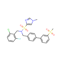 Cn1cnc(S(=O)(=O)N(Cc2ccc(-c3cccc(S(C)(=O)=O)c3)cc2)Cc2c(F)cccc2Cl)c1 ZINC000044460361