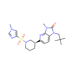 Cn1cnc(S(=O)(=O)N2CCC[C@H](c3ccc4c(n3)n(C)c(=O)n4CC(C)(C)C)C2)c1 ZINC000145227628