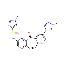 Cn1cnc(S(=O)(=O)Nc2ccc3ccc4ncc(-c5cnn(C)c5)cc4c(=O)c3c2)c1 ZINC000072108501