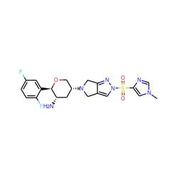 Cn1cnc(S(=O)(=O)n2cc3c(n2)CN([C@H]2CO[C@H](c4cc(F)ccc4F)[C@@H](N)C2)C3)c1 ZINC000653755626