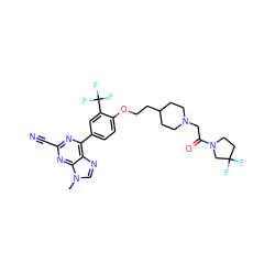 Cn1cnc2c(-c3ccc(OCCC4CCN(CC(=O)N5CCC(F)(F)C5)CC4)c(C(F)(F)F)c3)nc(C#N)nc21 ZINC001772574434