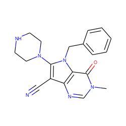 Cn1cnc2c(C#N)c(N3CCNCC3)n(Cc3ccccc3)c2c1=O ZINC000073276155