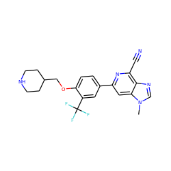 Cn1cnc2c(C#N)nc(-c3ccc(OCC4CCNCC4)c(C(F)(F)F)c3)cc21 ZINC000058534668