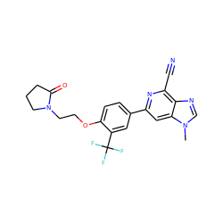 Cn1cnc2c(C#N)nc(-c3ccc(OCCN4CCCC4=O)c(C(F)(F)F)c3)cc21 ZINC000058538157