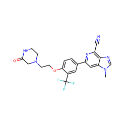 Cn1cnc2c(C#N)nc(-c3ccc(OCCN4CCNC(=O)C4)c(C(F)(F)F)c3)cc21 ZINC000058534801