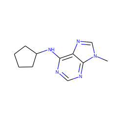 Cn1cnc2c(NC3CCCC3)ncnc21 ZINC000000005203