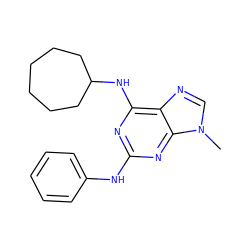 Cn1cnc2c(NC3CCCCCC3)nc(Nc3ccccc3)nc21 ZINC000013648490