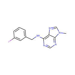 Cn1cnc2c(NCc3cccc(I)c3)ncnc21 ZINC000012405853