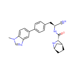 Cn1cnc2cc(-c3ccc(C[C@@H](C#N)NC(=O)[C@H]4N[C@@H]5CC[C@H]4C5)cc3)ccc21 ZINC000221941585