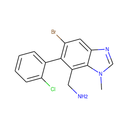 Cn1cnc2cc(Br)c(-c3ccccc3Cl)c(CN)c21 ZINC000029125246