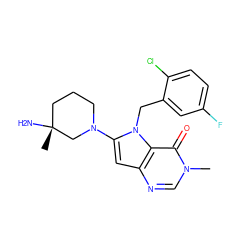 Cn1cnc2cc(N3CCC[C@@](C)(N)C3)n(Cc3cc(F)ccc3Cl)c2c1=O ZINC000064559329