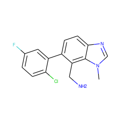 Cn1cnc2ccc(-c3cc(F)ccc3Cl)c(CN)c21 ZINC000029124874