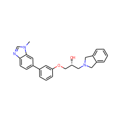 Cn1cnc2ccc(-c3cccc(OC[C@H](O)CN4Cc5ccccc5C4)c3)cc21 ZINC000217092662