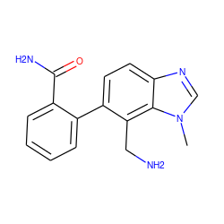 Cn1cnc2ccc(-c3ccccc3C(N)=O)c(CN)c21 ZINC000029124940