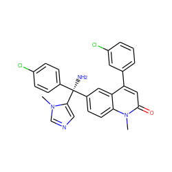 Cn1cncc1[C@@](N)(c1ccc(Cl)cc1)c1ccc2c(c1)c(-c1cccc(Cl)c1)cc(=O)n2C ZINC000024809155