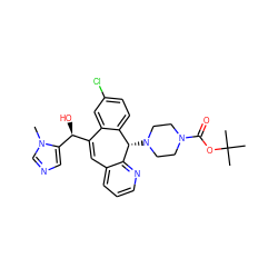 Cn1cncc1[C@@H](O)C1=Cc2cccnc2[C@@H](N2CCN(C(=O)OC(C)(C)C)CC2)c2ccc(Cl)cc21 ZINC000045390237