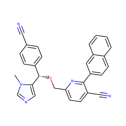 Cn1cncc1[C@@H](OCc1ccc(C#N)c(-c2ccc3ccccc3c2)n1)c1ccc(C#N)cc1 ZINC000013489596