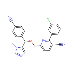 Cn1cncc1[C@@H](OCc1ccc(C#N)c(-c2cccc(Cl)c2)n1)c1ccc(C#N)cc1 ZINC000013489592