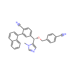 Cn1cncc1[C@@H](OCc1ccc(C#N)cc1)c1ccc(C#N)c(-c2cccc3ccccc23)c1 ZINC000013489568