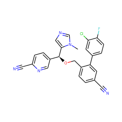 Cn1cncc1[C@@H](OCc1ccc(C#N)cc1-c1ccc(F)c(Cl)c1)c1ccc(C#N)nc1 ZINC000013489584