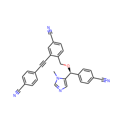 Cn1cncc1[C@@H](OCc1ccc(C#N)cc1C#Cc1ccc(C#N)cc1)c1ccc(C#N)cc1 ZINC000013554080