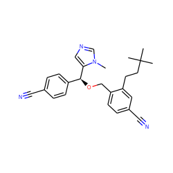 Cn1cncc1[C@@H](OCc1ccc(C#N)cc1CCC(C)(C)C)c1ccc(C#N)cc1 ZINC000013554100