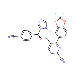 Cn1cncc1[C@@H](OCc1ccc(C#N)nc1-c1ccc2c(c1)OC(F)(F)O2)c1ccc(C#N)cc1 ZINC000000603774