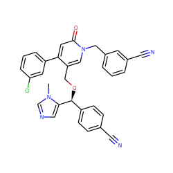 Cn1cncc1[C@@H](OCc1cn(Cc2cccc(C#N)c2)c(=O)cc1-c1cccc(Cl)c1)c1ccc(C#N)cc1 ZINC000028370639