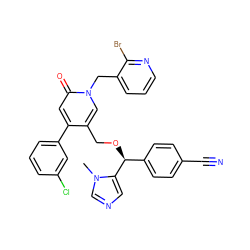 Cn1cncc1[C@@H](OCc1cn(Cc2cccnc2Br)c(=O)cc1-c1cccc(Cl)c1)c1ccc(C#N)cc1 ZINC000028373106