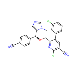 Cn1cncc1[C@@H](OCc1nc(Cl)c(C#N)cc1-c1cccc(Cl)c1)c1ccc(C#N)cc1 ZINC000013489606