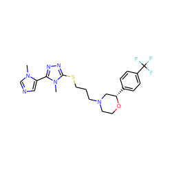 Cn1cncc1-c1nnc(SCCCN2CCO[C@@H](c3ccc(C(F)(F)F)cc3)C2)n1C ZINC000653795140