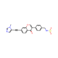 Cn1cncc1C#Cc1ccc2c(=O)c(-c3ccc(CN[SH](=O)=O)cc3)coc2c1 ZINC000169700836