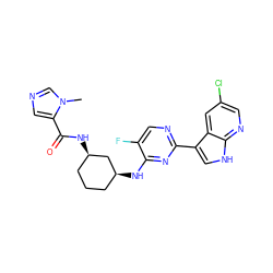 Cn1cncc1C(=O)N[C@@H]1CCC[C@H](Nc2nc(-c3c[nH]c4ncc(Cl)cc34)ncc2F)C1 ZINC000299830986