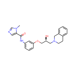 Cn1cncc1C(=O)Nc1cccc(OC[C@@H](O)CN2CCc3ccccc3C2)c1 ZINC000219728772