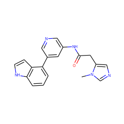 Cn1cncc1CC(=O)Nc1cncc(-c2cccc3[nH]ccc23)c1 ZINC000299850935