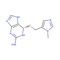 Cn1cncc1CO[C@@H]1NC(N)=Nc2nc[nH]c21 ZINC000027562430