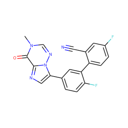 Cn1cnn2c(-c3ccc(F)c(-c4ccc(F)cc4C#N)c3)cnc2c1=O ZINC000028571647