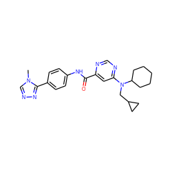 Cn1cnnc1-c1ccc(NC(=O)c2cc(N(CC3CC3)C3CCCCC3)ncn2)cc1 ZINC000144291588