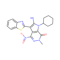 Cn1nc([N+](=O)[O-])c2c(-c3nc4ccccc4s3)c(N)n(C3CCCCC3)c2c1=O ZINC000008685959