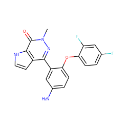 Cn1nc(-c2cc(N)ccc2Oc2ccc(F)cc2F)c2cc[nH]c2c1=O ZINC000146462160