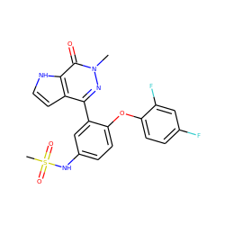 Cn1nc(-c2cc(NS(C)(=O)=O)ccc2Oc2ccc(F)cc2F)c2cc[nH]c2c1=O ZINC000146758308