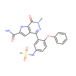 Cn1nc(-c2cc(NS(C)(=O)=O)ccc2Oc2ccccc2)c2cc(C(N)=O)[nH]c2c1=O ZINC000146733083